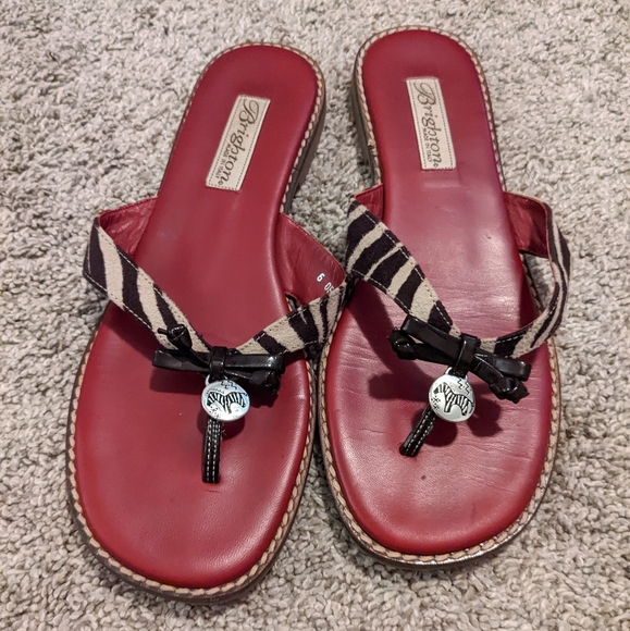 Brighton Shoes Vintage Brighton Zebra Leather Flip Flops Size 7